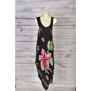 Hot Product A- Line Black Floral Knit Dress With Lace Detailing Size S/M